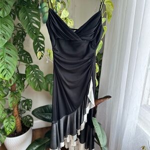 Vintage City Triangles Black And White Mesh Dress